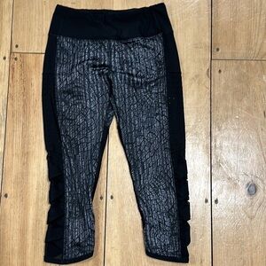 RBX capri active workout yoga bottoms/legging black/ gray  with Sheer Windows SP